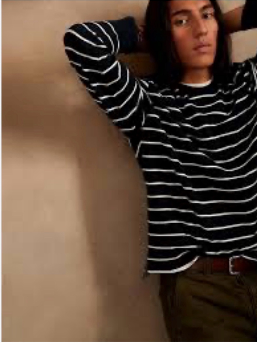 Banana Republic Premium-weight Long-Sleeve T-Shirt Classic Breton Navy Burgundy